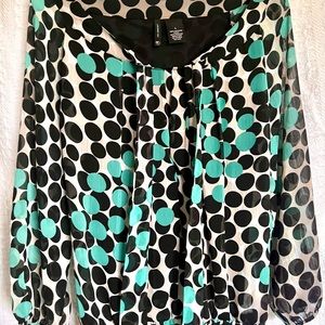 ☘️New Directions☘️blouse, Size L, White with Black Teal